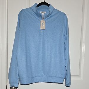 Peter Millar Men's Cottage Blue Perth Clubs Performance Quarter-Zip Size Medium
